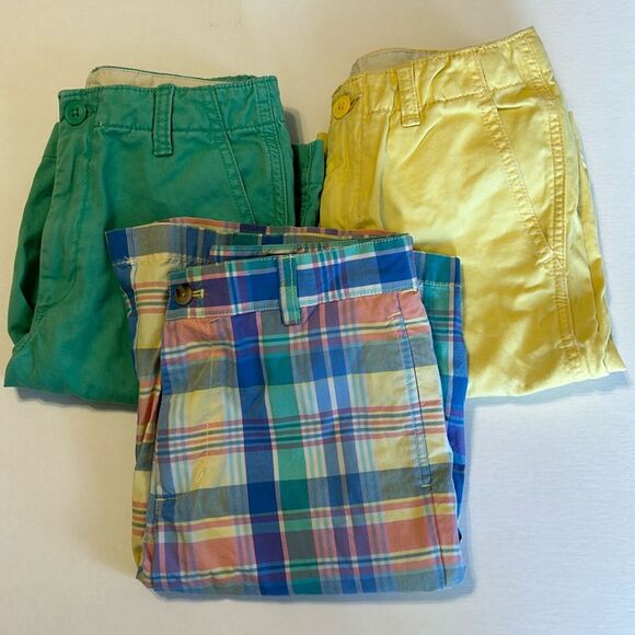 Vineyard Vines Other - VINEYARD VINES GAP Size 14 Slim Boy's Cotton Chino Shorts Plaid Yellow Green